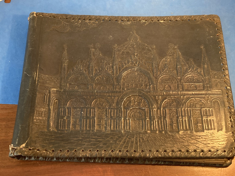 Vintage 1930s Navy Blue Leather Photo Album