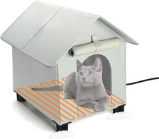 Elevated Heated Cat House for Outdoor Cats in Winter, Waterproof  Insulated Fer
