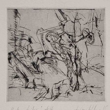 Andreas Zahlaus Arbeiter Stra&szlig;enarbeiter Ostdeutsche Kunst Radierung 1985 4/4