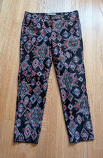 ZARA Black Aztec Geometric Embellished Stretch Ankle Dress Pants Trousers - Larg