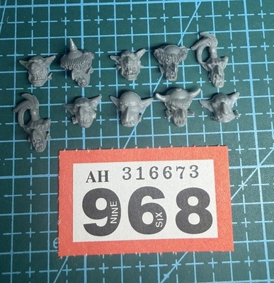 10 Goblin Warrior Head Helmet Bundle Warhammer Old World Orcs Grot Fantasy AoS