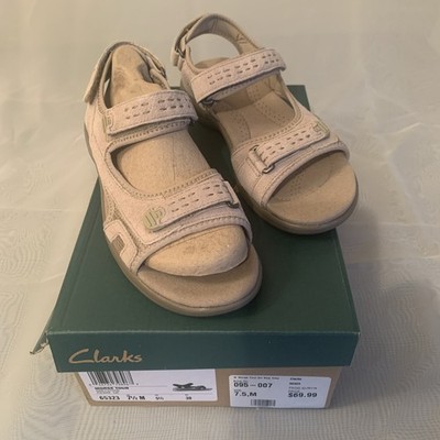 CLARKS WOMEN MORSE TOUR SZ 7.5 OPEN TOE CASUAL STRAPPY SANDAL HOOK LOOP CLOSURE
