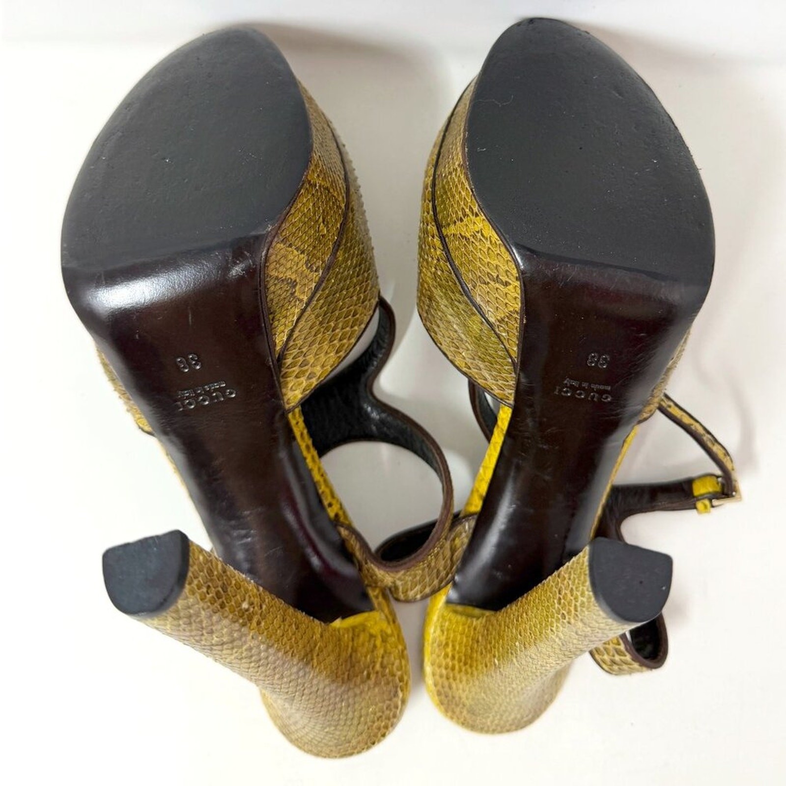Gucci Python Platform Pumps Yellow 38 EU Python L… - image 9