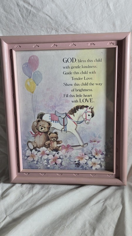 VTG Home Interiors Gifts picture Ava Freeman rocking horse teddy bear God bless 