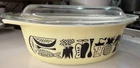 Vintage Pyrex Mod Kitchen 1958 Oval Casserole Yellow/Black 043 1 1/2 qt