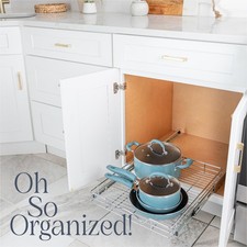 Pull Out Cabinet Organizer 17x21 Chrome Heavy Duty Slide Out Shelf Storage