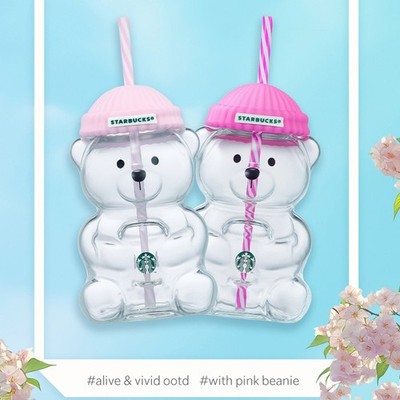 Starbucks Korea Bearista Glass Cold Cup 591ml Baby Pink Barbie 