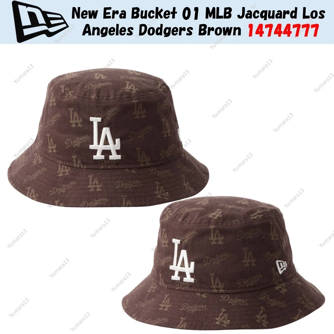 New Era Bucket 01 MLB Jacquard Los Angeles Dodgers Brown 14744777