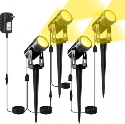4 IN 1 LED Outdoor Landscape Spotlights Warm White For Garden Pathway Walkway US