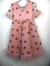 Handmade Girls Strawberry Dress see Pictures for details Waist 26" Size 10-12 ?