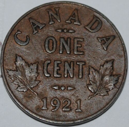 Canada 1921 1 Cent Copper Coin One Canadian George V Penny - Bild 1 von 1