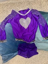 A Wish Come True Purple Silver Heart Dance Costume Size Small Child