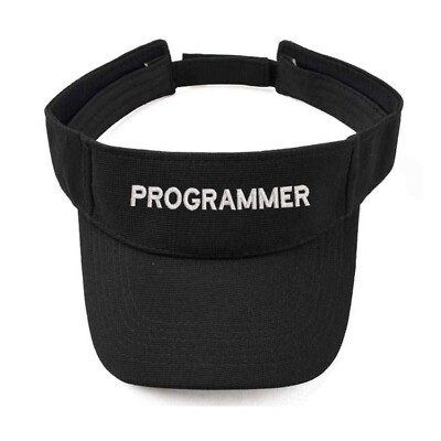 Programmer embroidered black sun visor cap hat, programmer coding visor ...