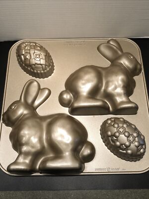 Nordic Ware Bunny Cast-Aluminum Nonstick Baking Cake Pan with Bunny/Easter Egg