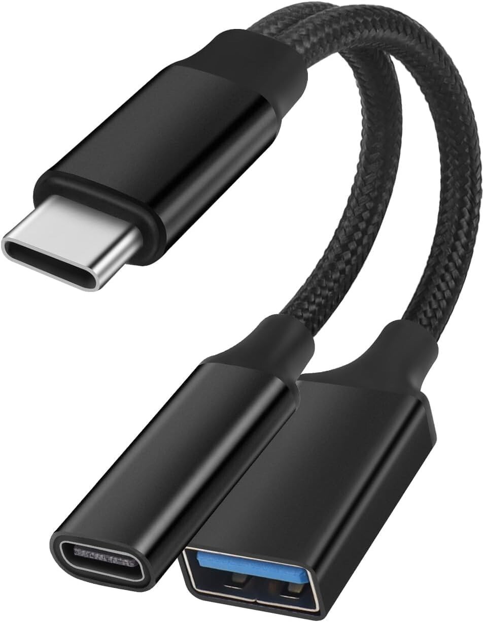 USB C OTG Splitter with 10W Fast Charging & Data Sync