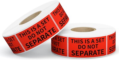 #ad #ad Packaging Label 1quot;x2quot; Red Warning Stickers quot;This Is a Set Do Not Separate Labels $6.99