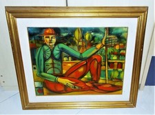 Quadro olio GIANBAR Il riposo del guerriero - 50x40 cm Tavola Gianni Baretta