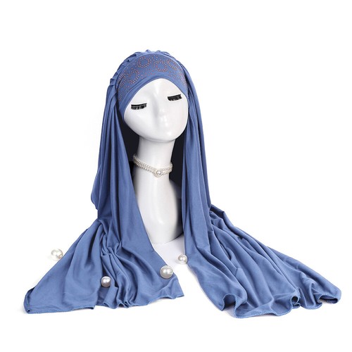 Pull On Hijab Muslim Women Scarf Wrap Shawl Instant Amira Turban Stole Headscarf - Picture 11 of 35