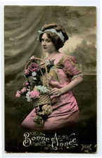 c 1910 Lovely Lady's Fashion SLIM BEAUTY photo postcard
