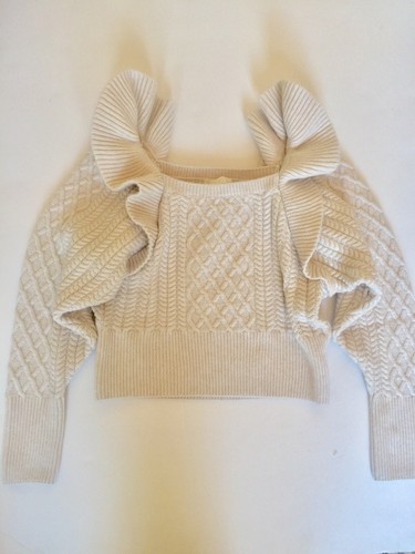 NWT H\u0026M Cable Knit Flounced Cream 