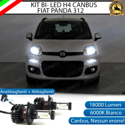 ESL KIT LED H4 6000K CANBUS XENON 18000 LM LUMEN REALI FIAT PANDA MK3 III NO AVARIA