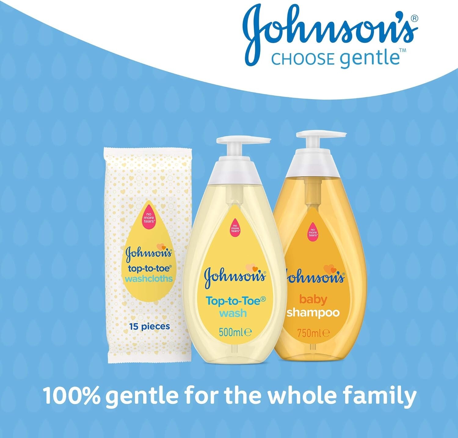 4 x JOHNSON'S Baby TopToToe Washcloths 15 pieces Premoistened