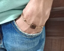 Adjustable Waterproof Brown Cord Bracelet Ceramic Central Style Wood Jewelry Men