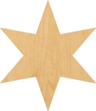 Six Pointed Star Laser Cut Out Wood Shape Craft Supply - Woodcraft Cutout