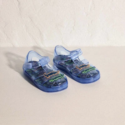 Sandales Mer en Plastique Bébé Bleu de Fantaisie Crocodile Semelle Tirer 95522 - Photo 1/4