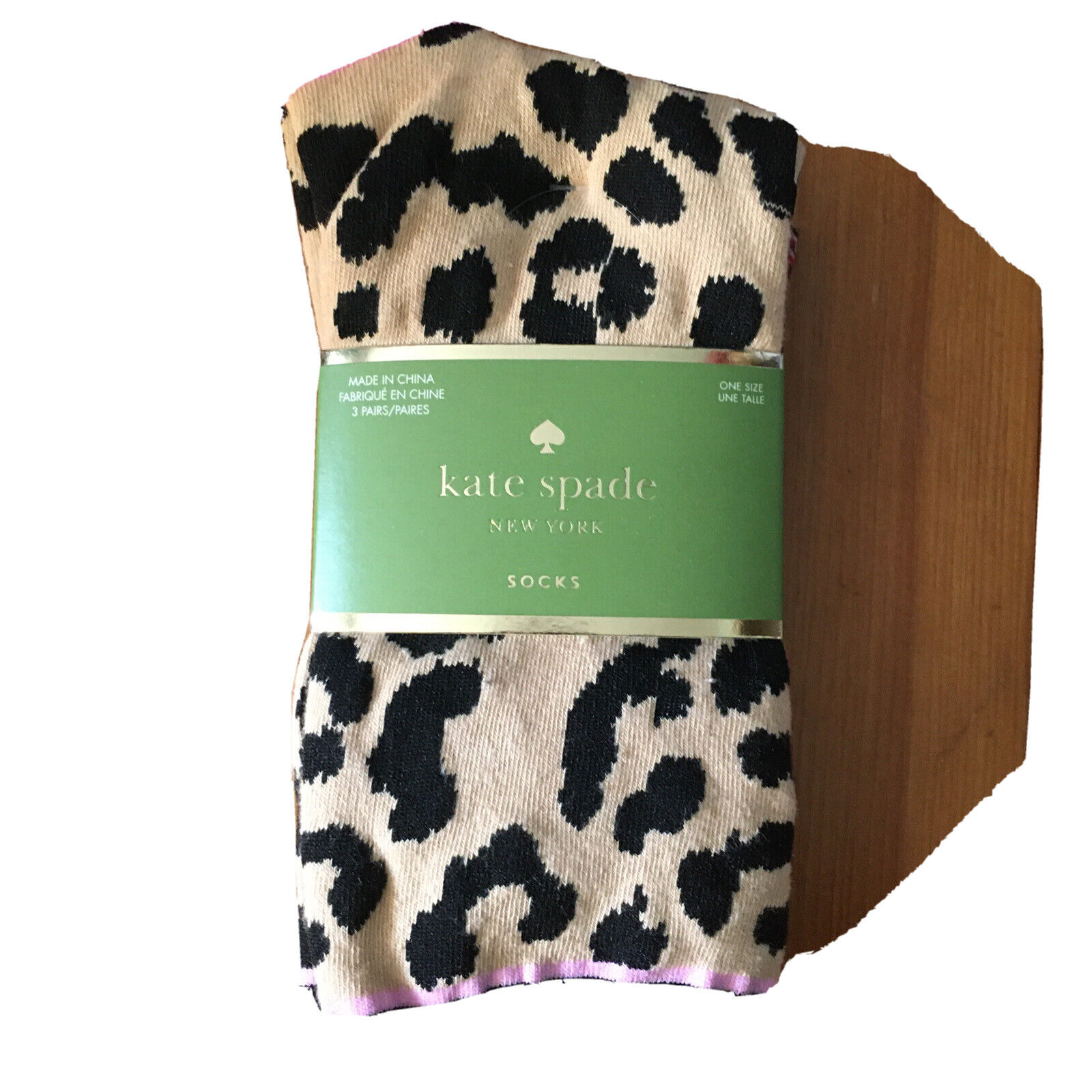 KATE SPADE New York 3 pair socks BLACK,ROSE,TAN,CHEETAH & SPARKLES size  9-11 | eBay