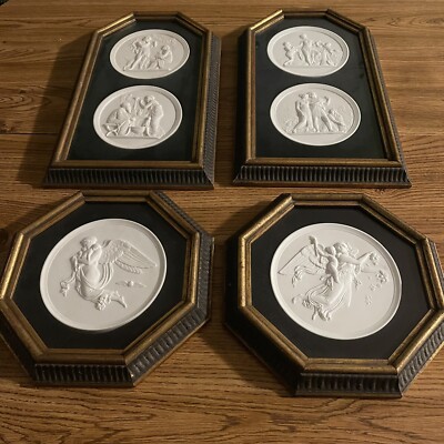 Royal Copenhagen Eneret Porcelain Plaque 6 Pc Framed