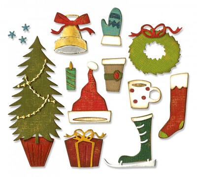 Sizzix Thinlits Festive Things 12-die set #664191 Retail $19.99 by Tim Holtz