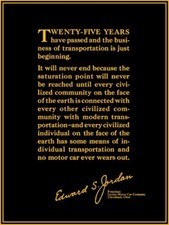 1924 Style Jordan Motor Cars w/ Quote NEW Sign 24x30" USA STEEL XL Size 7 lbs