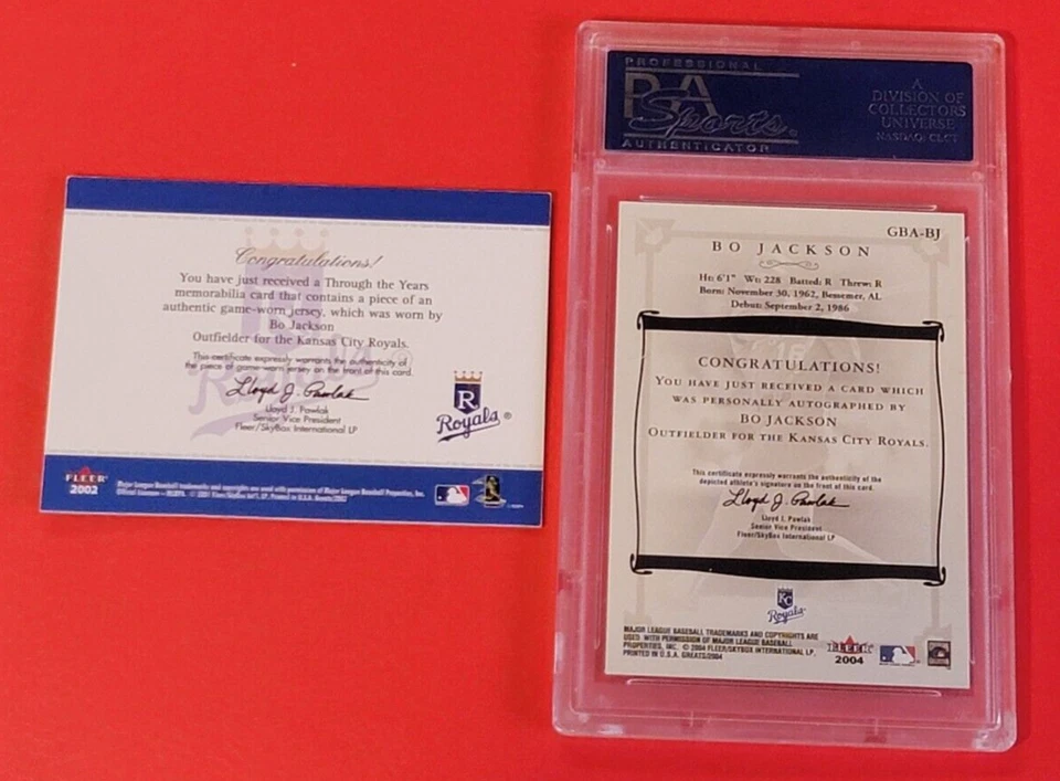 BO JACKSON AUTOGRAPH AUTO CARD PSA 7 NR MINT & GAME USED JERSEY CARD FLEER GREAT - Image 4 of 4