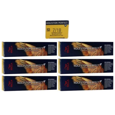 Wella Koleston Perfect ME Rich Naturals 6 x 60 ml 7/18 mittelblond asch pearl Se
