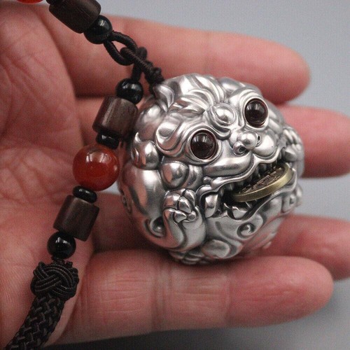 Pure S999 Fine Silver 999 Men Women Lucky Coin Pixiu Pendant 50-52g 48*43mm - Picture 6 of 15