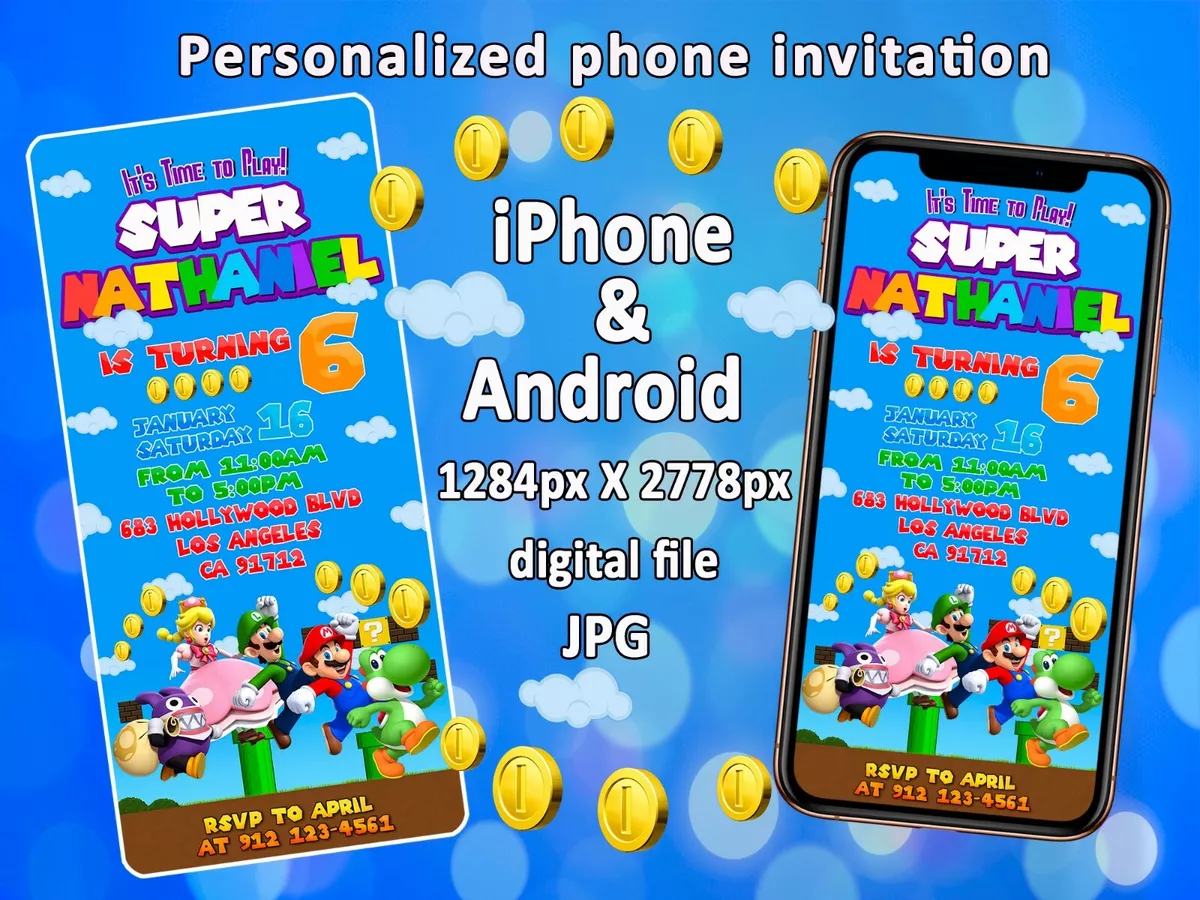 Super Mario invitation Super Mario birthday invite Digital