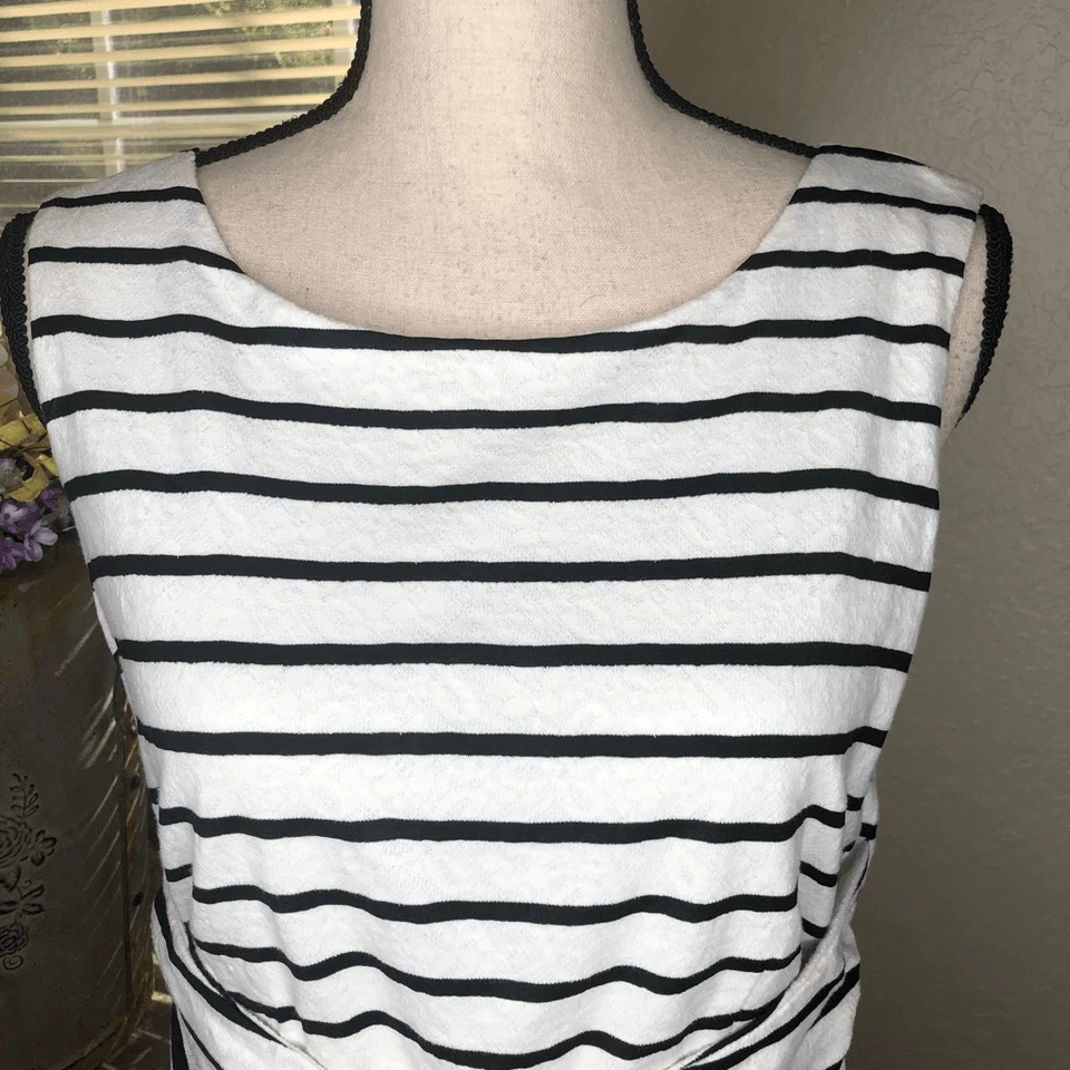 ModCloth Fervour Black  and White Striped Fit and Flare Dress - Image 2 of 4