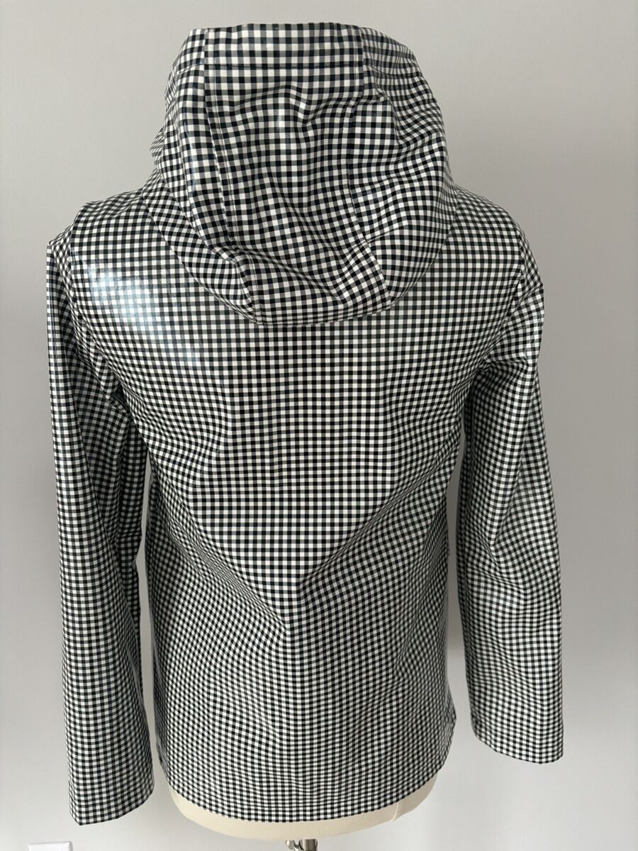 Topshop Size 2 Rain Coat Jacket Black White Gingham Check Topshop Size 2 Rain Coat Jacket Black White Gingham Check