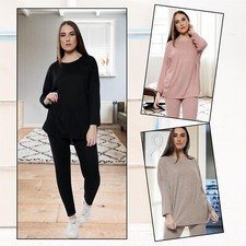 Women's Plain Lounge Wear Set Slim Fit Plain Comfy Casual Lightweight Tracksuit