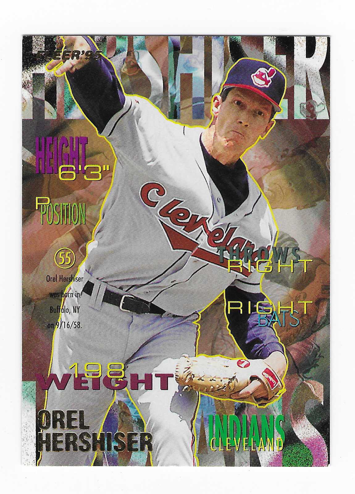 1995 Fleer Baseball Card Orel Hershiser Cleveland Indians #U-41