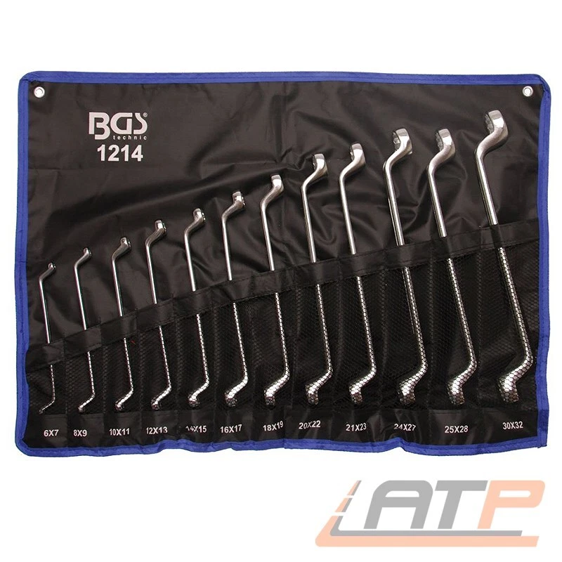 BGS DOPPELRING SCHLÜSSELSATZ 12 TLG 6 - 32 MM DOPPEL RINGSCHLÜSSEL SET GEBOGEN