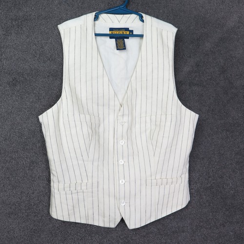 Ralph Lauren Rugby Boys Vest size 8 Cream Pinstripe Wool Linen Button up Buckle