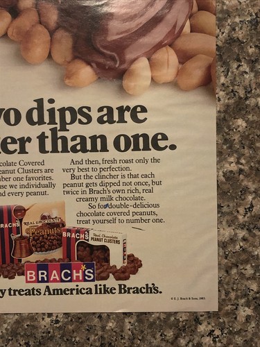 1983 Brachs Chocolate Covered Peanuts PRINT AD Two Dips Better Than One VTG 80s - Picture 5 of 5