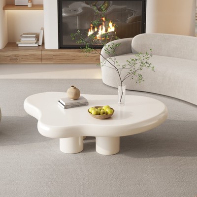 GUYII Cloud Coffee Table Modern Side Table White Irregular End Table Living Room