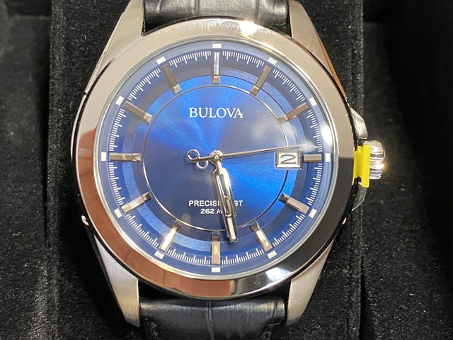 bulova blue face mens watch