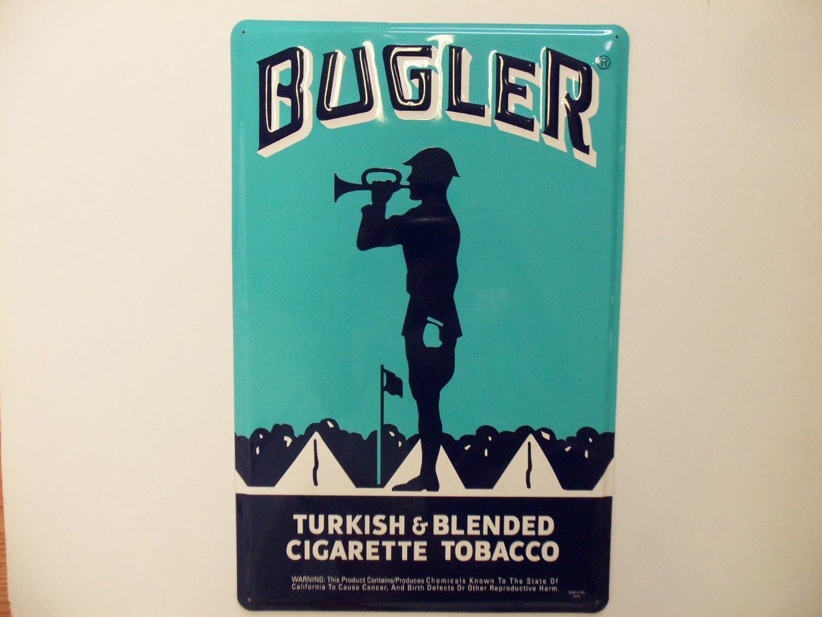 Metal Bugler Cigarette Sign Bugle Boy Army Band Camp Tobacco Military Horn 