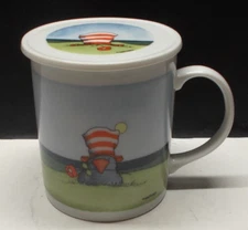 Stienbeck Coffee Mug Tuscany Collection with Top Whimsical Bird Striped Hat