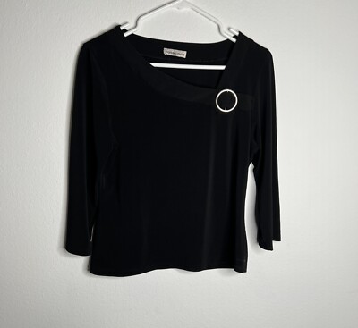 Notations Womens Blouse Size Medium Black