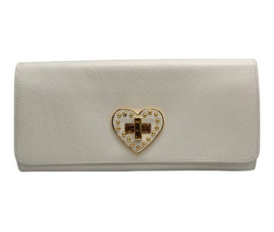 PRADA SAFFIANO HEART Long Wallet Weiß Leder Damen Geldbörse Kartenetui 1M1244